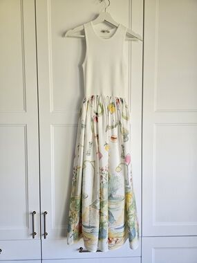 Moon River White Colorful Alemais Anouk Tank Maxi Dress Pastel Print NWT $450